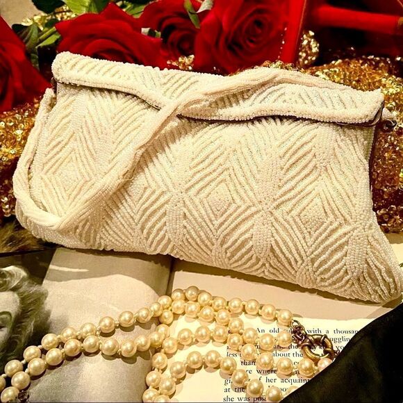 ♥️ Vintage Beaded evening clutch purse 1950s/60s, Walborg made in Japan - Picture 11 of 13